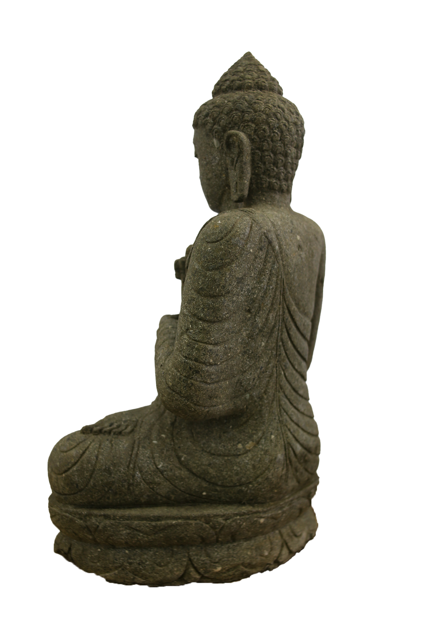Estátua Buda Grande Escultura Pedra Vulcânica Hijau 83cm
