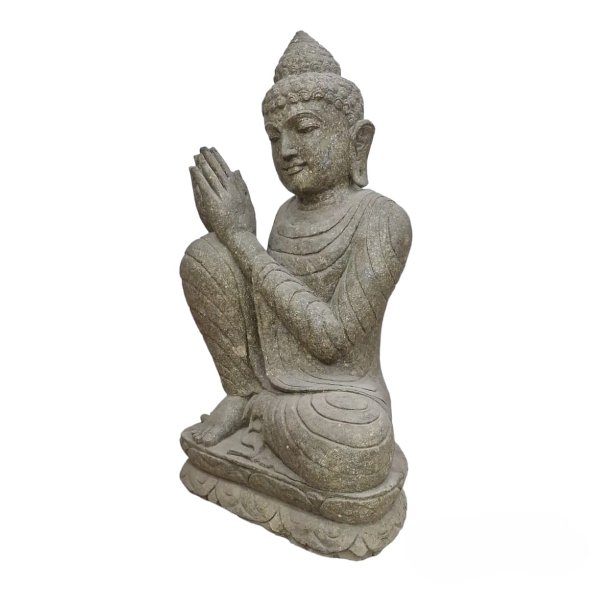 Estátua Buda Grande Escultura Pedra Vulcânica Hijau 82cm #184