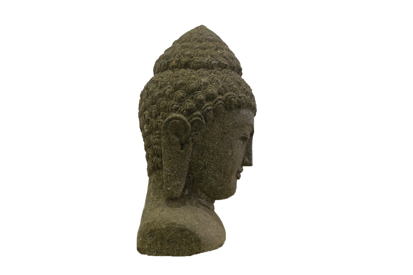 Cabeça Buda Pedra Vulcânica Escultura Pedra Hijau Bali 50cm