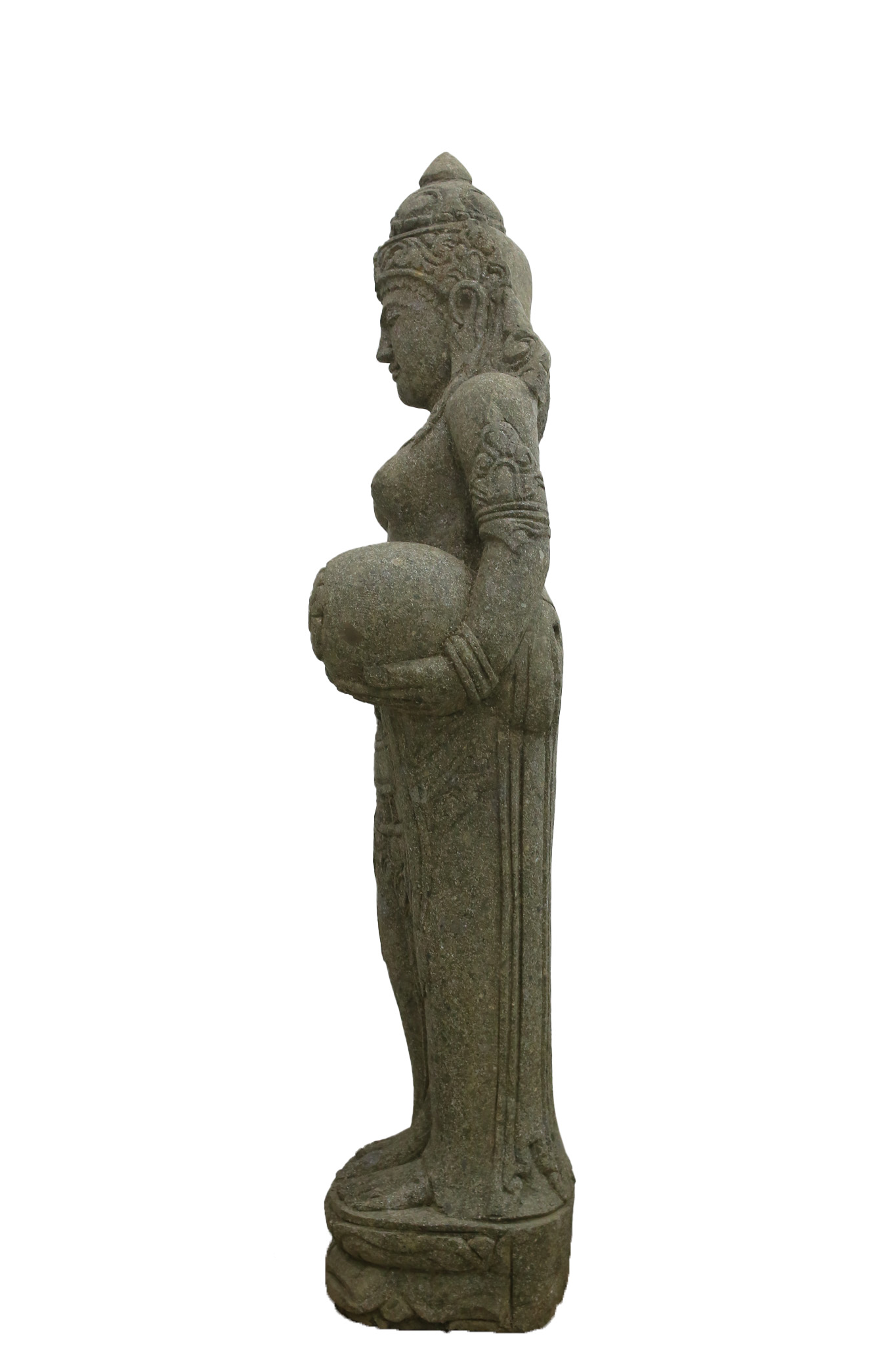 Estátua Pedra Hijau Escultura Dewi Sri Fonte Zen Decor 120cm
