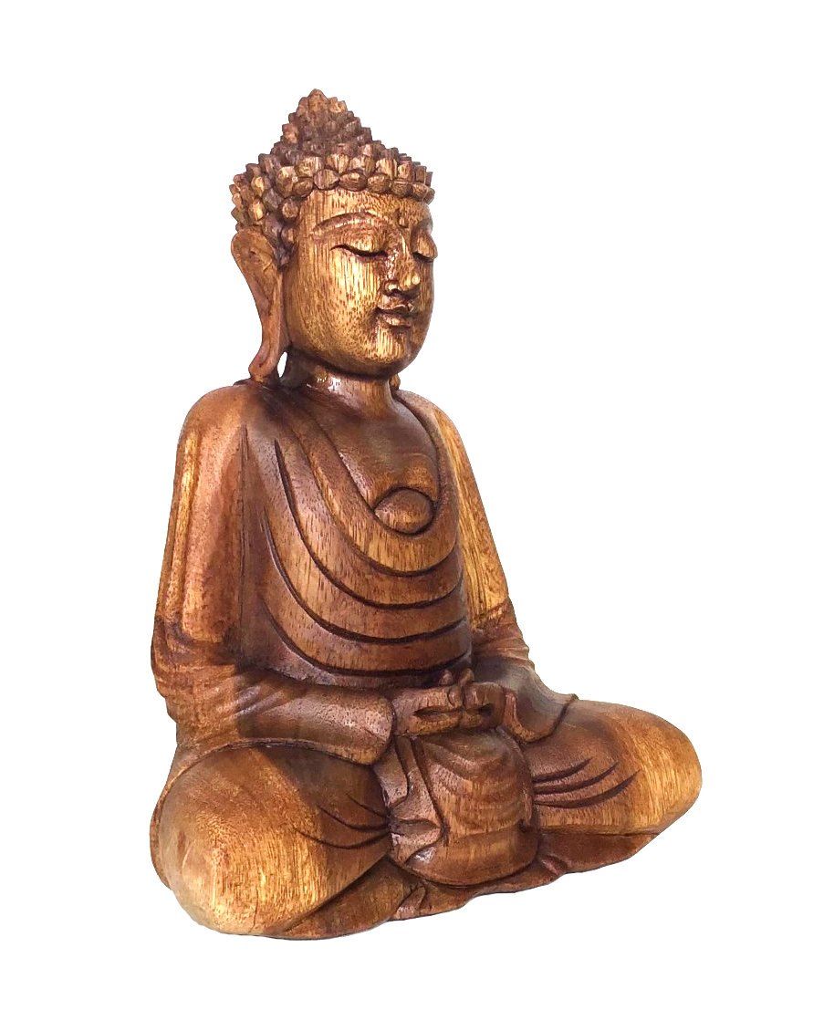 Estátua Buda Decorativo Madeira 30cm