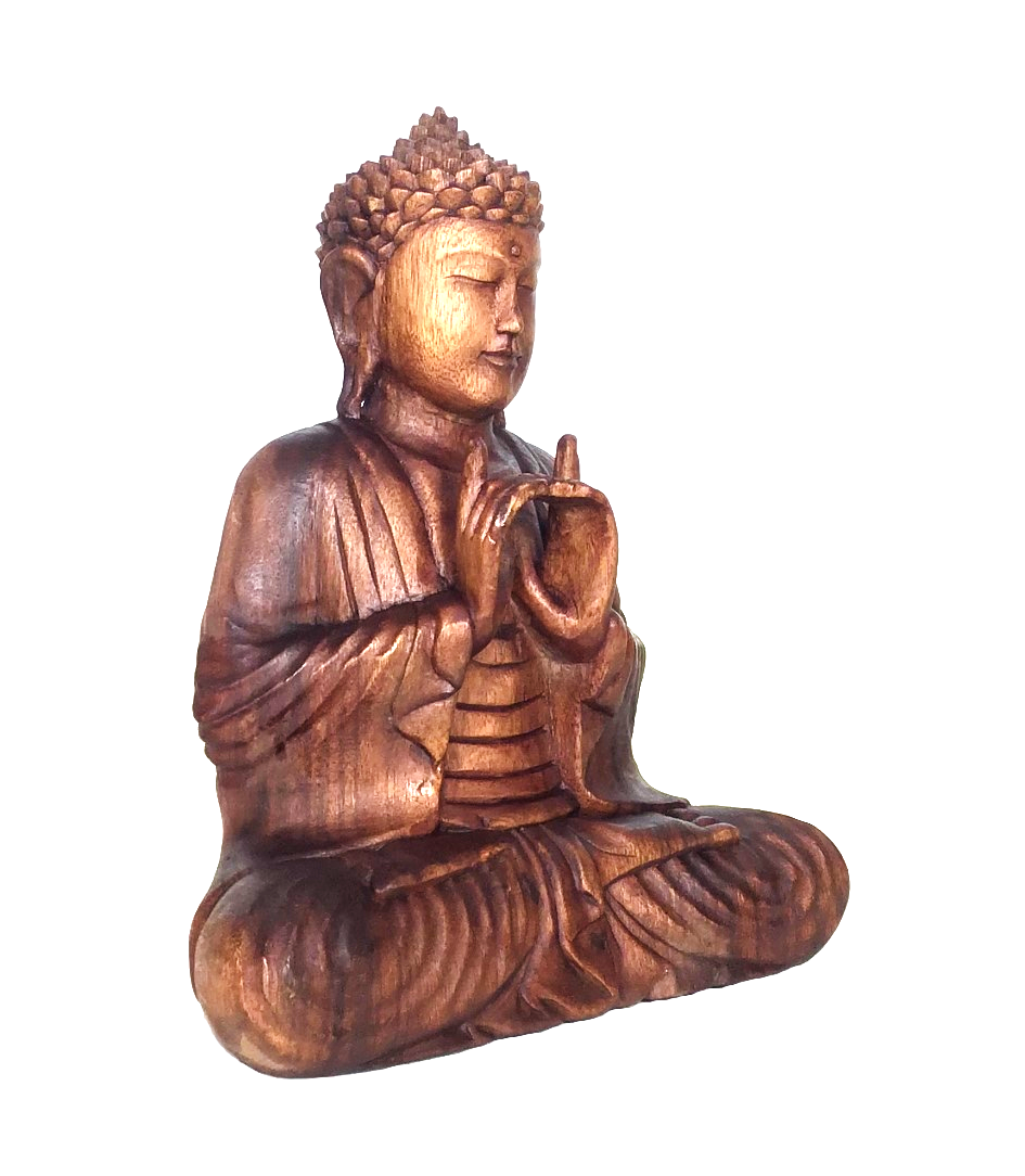 Estátua Buda Decorativo Madeira 30cm