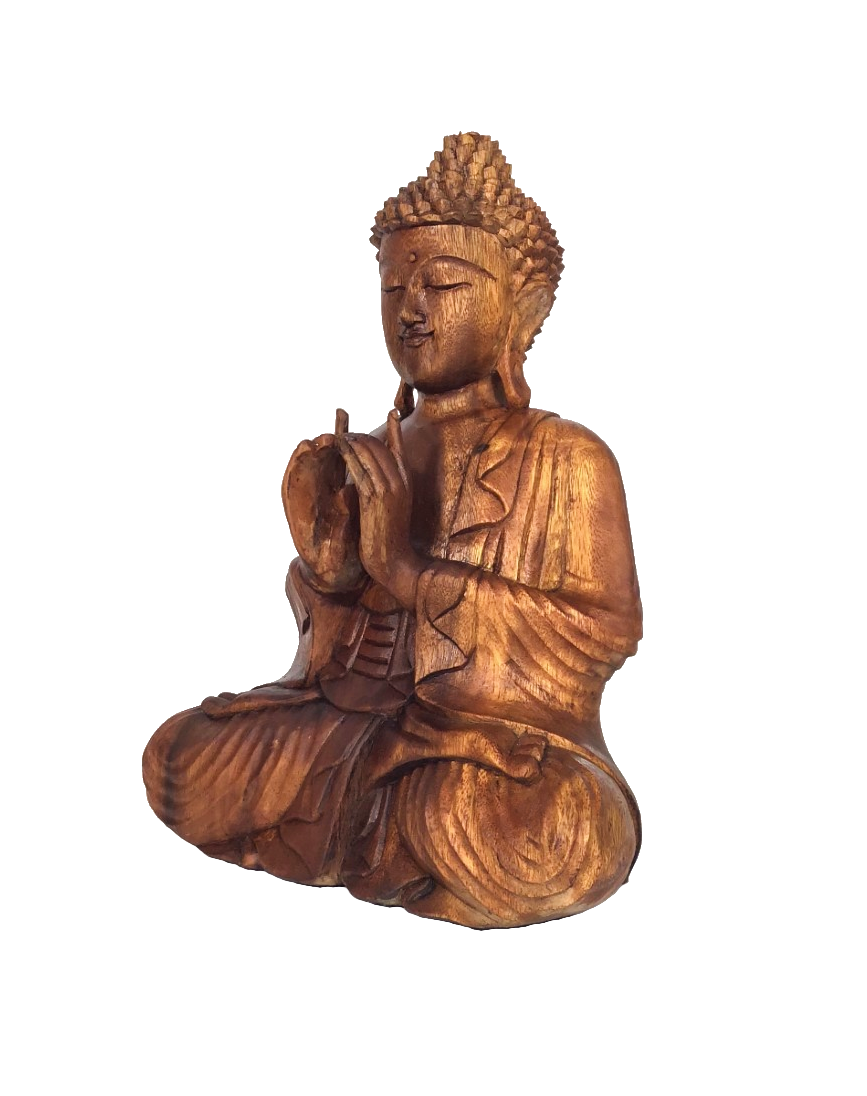 Escultura Buda Decorativo Madeira 40cm