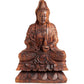 Escultura Deusa Kwan Yin Madeira Decoração Artesanato - 40cm Marrom