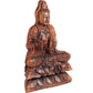 Escultura Deusa Kwan Yin Madeira Decoração Artesanato - 40cm Marrom
