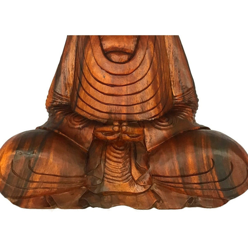 Buda Decorativo Escultura Madeira Decoração Estátua - 63cm Marrom