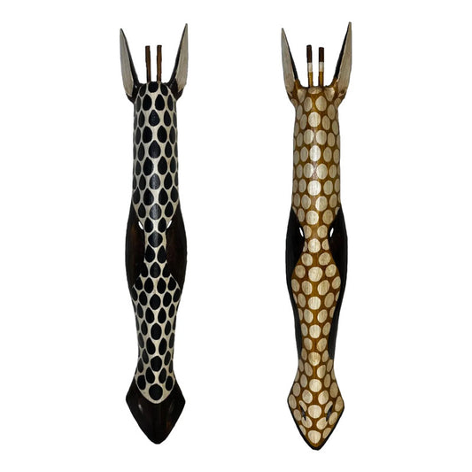 Máscara Decorativa Carranca Madeira Escultura Bali - 2 Pcs Marrom