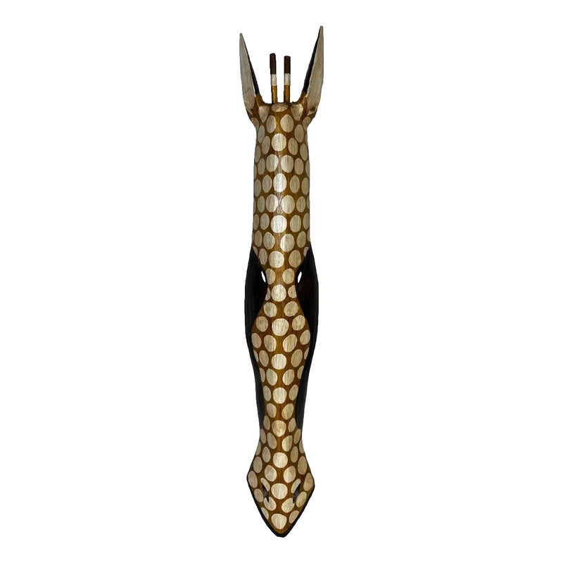 Máscara Decorativa Carranca Madeira Escultura Bali - 2 Pcs Marrom