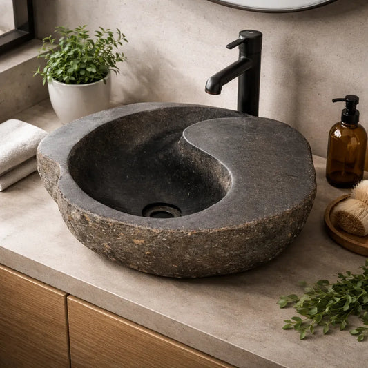 Cuba Pedra Natural Yin Yang River Stone Importada Indonésia