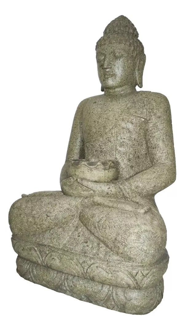 Estatua de Buda Grande Escultura Piedra Volcánica Hijau 120cm