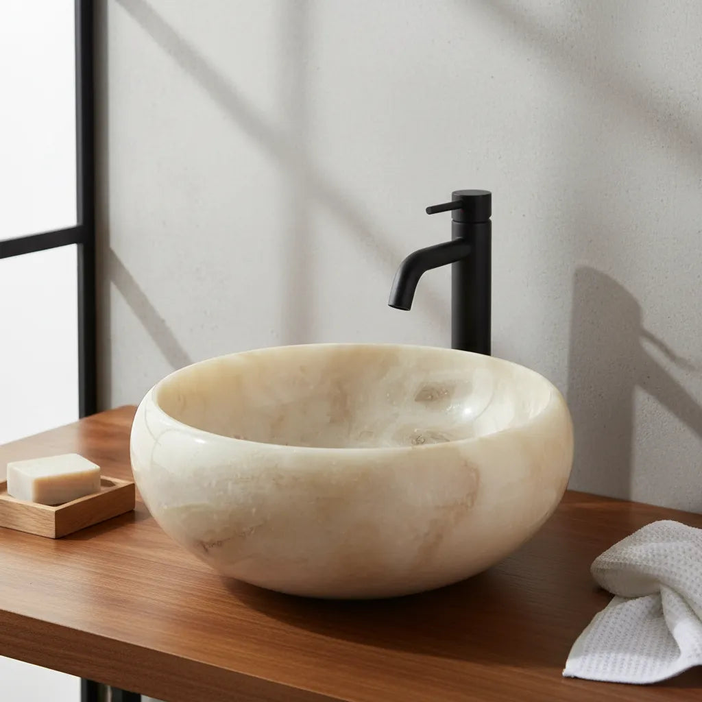 Cuba Pedra Vulcânica Natural Ônix Round