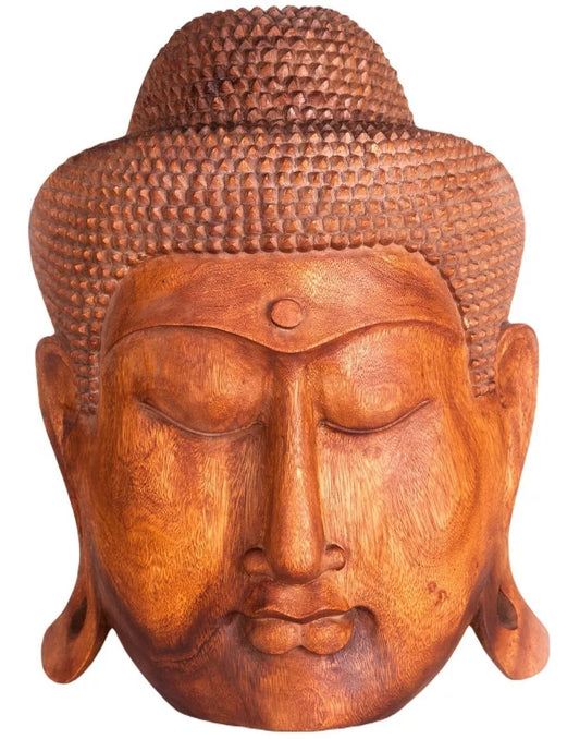 Escultura de Cara de Buda Máscara Decorativa de Madera Pared 50cm
