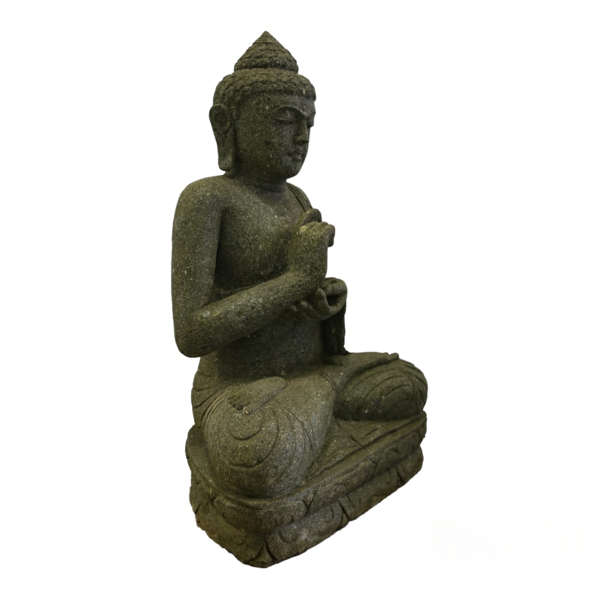 Estátua Buda Grande Escultura Pedra Vulcânica Hijau 80cm #28