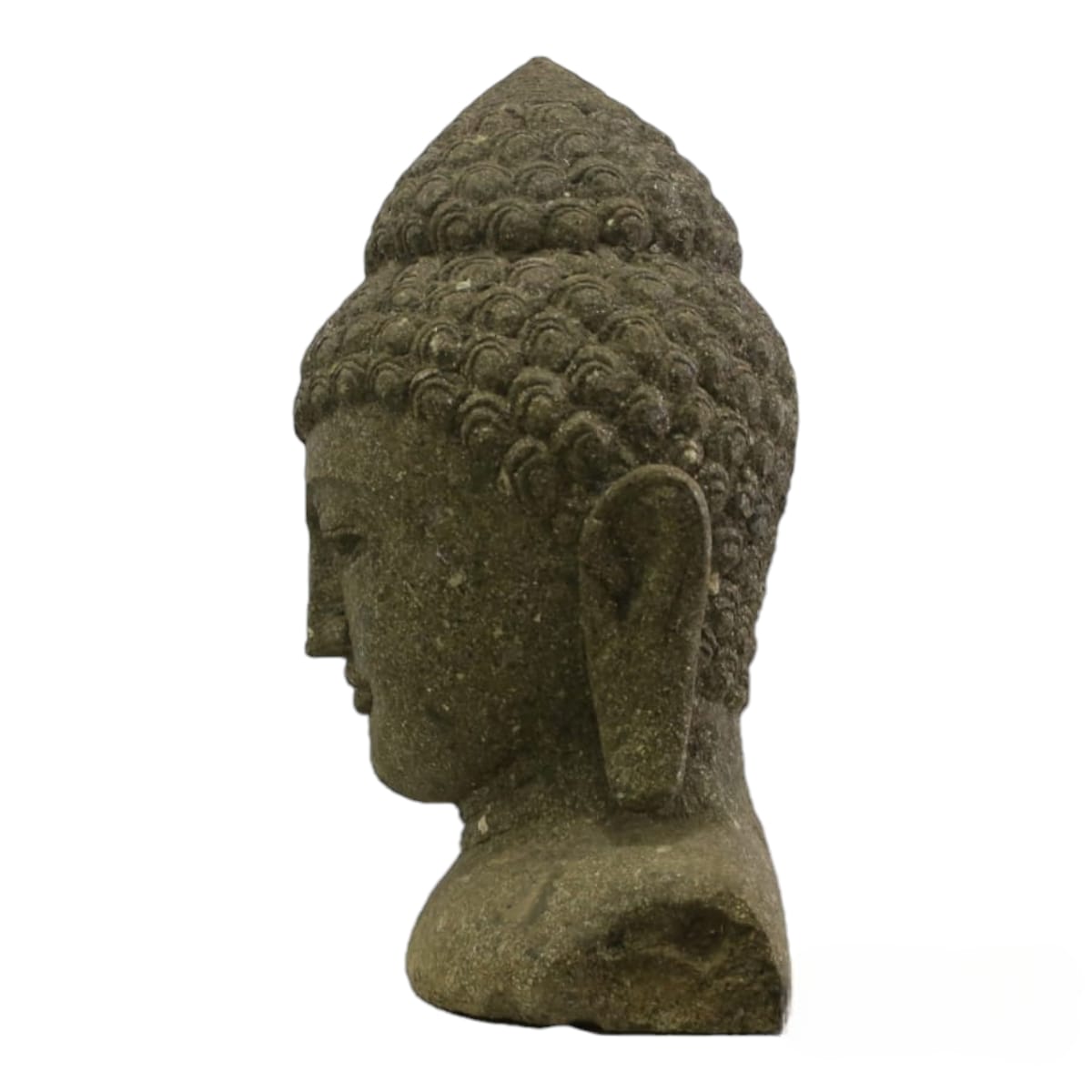 Cabeça Buda Pedra Vulcânica Escultura Pedra Hijau Bali 50cm