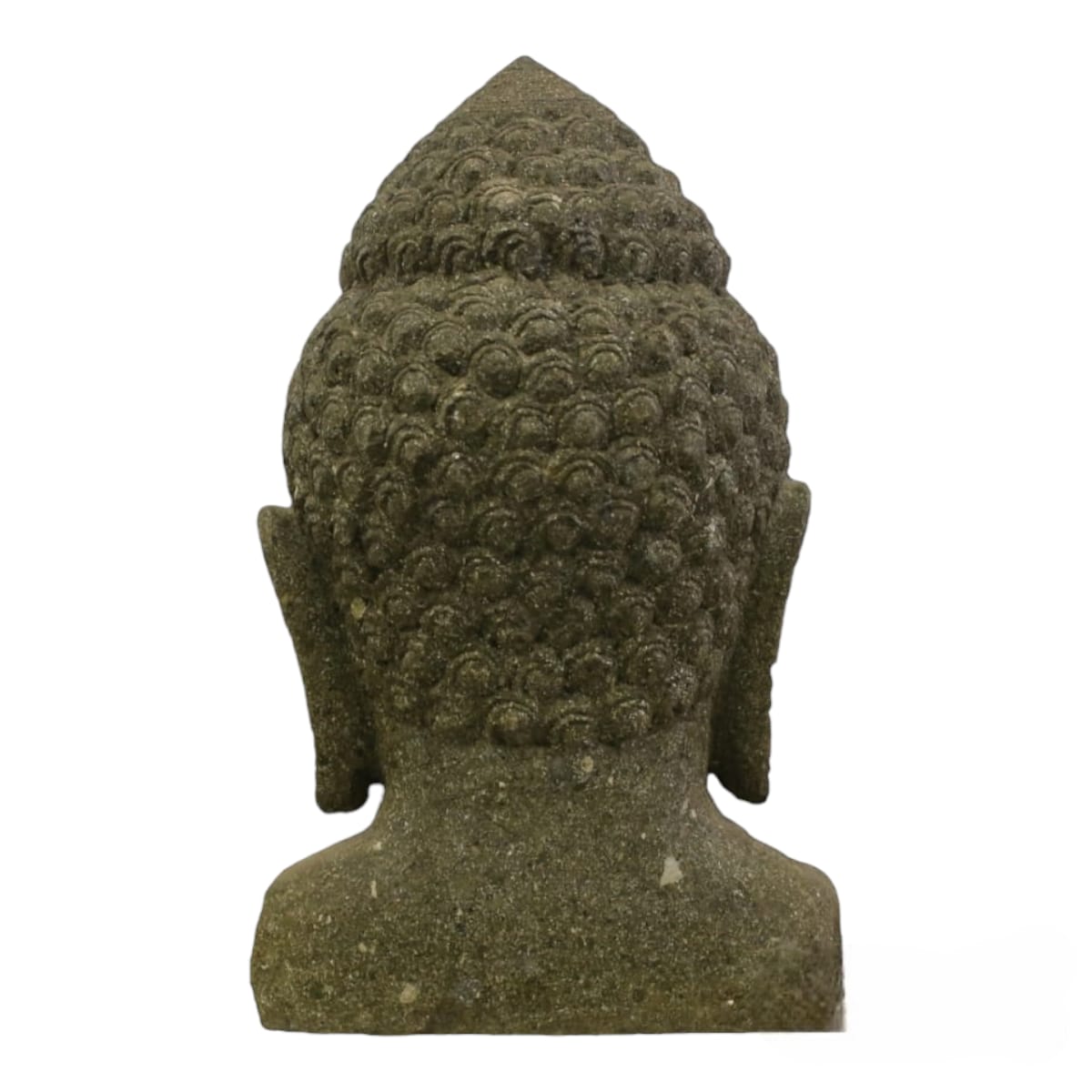 Cabeça Buda Pedra Vulcânica Escultura Pedra Hijau Bali 50cm