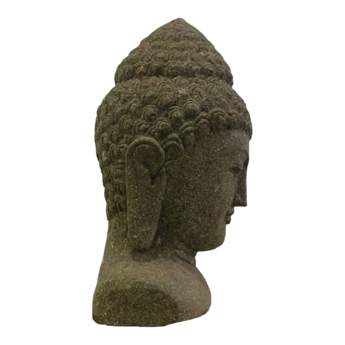 Cabeça Buda Pedra Vulcânica Escultura Pedra Hijau Bali 50cm