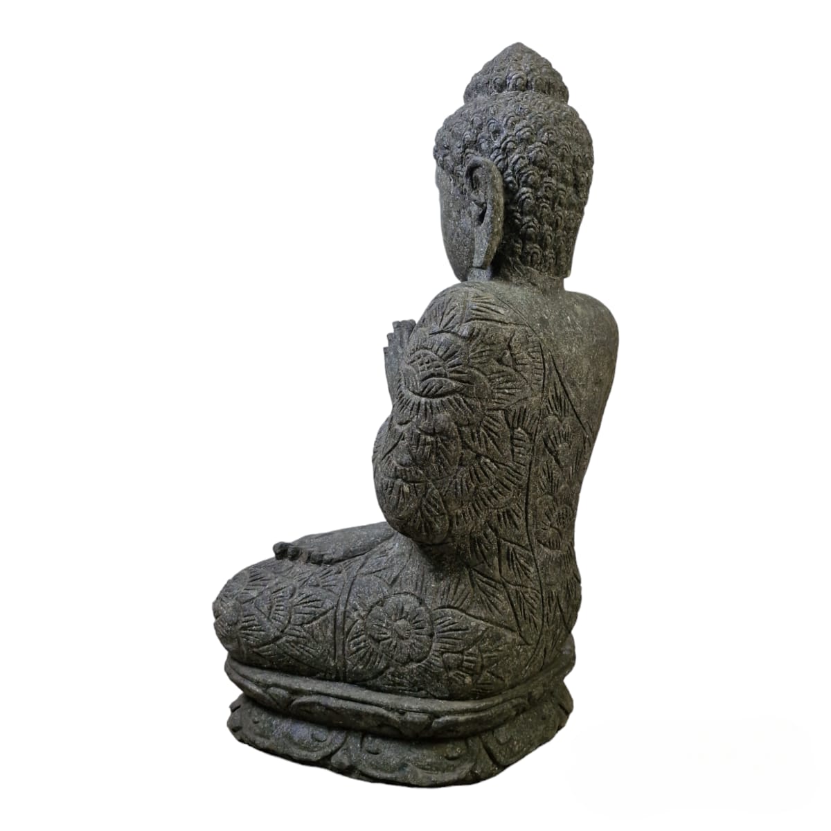 Estátua Buda Grande Escultura Pedra Vulcânica Hijau 83cm #185