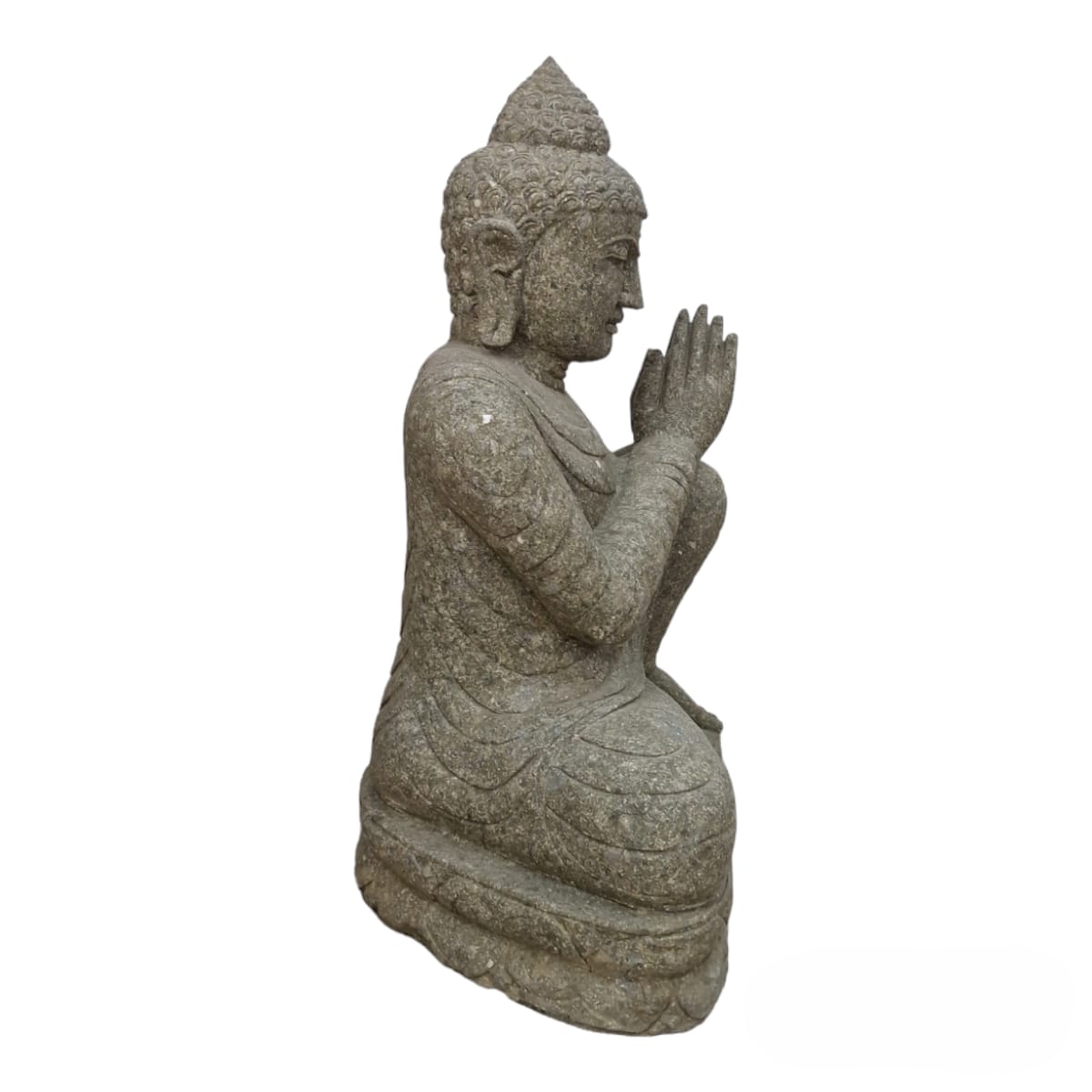 Estátua Buda Grande Escultura Pedra Vulcânica Hijau 80cm #187