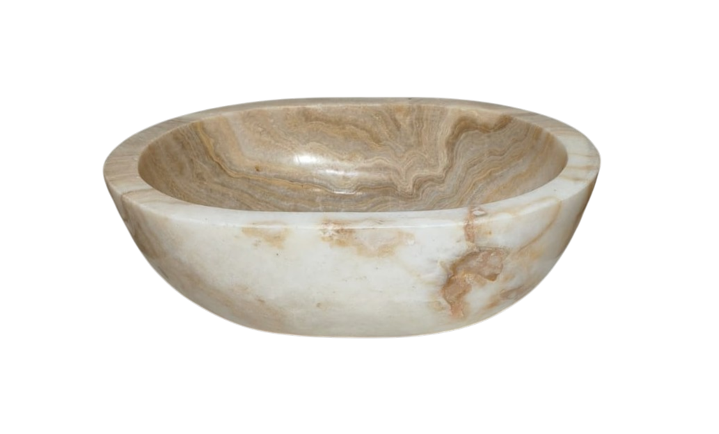 Cuba Lavabo Pedra Rústica Vulcânica Natural Ônix Oval