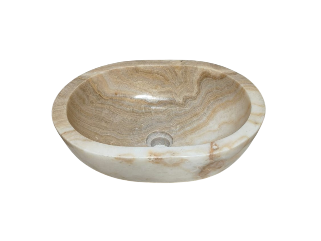 Cuba Lavabo Pedra Rústica Vulcânica Natural Ônix Oval