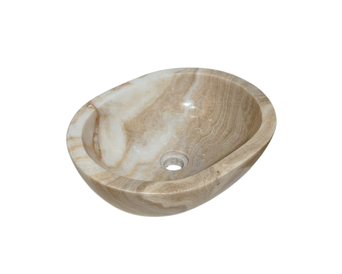 Cuba Lavabo Pedra Rústica Vulcânica Natural Ônix Oval