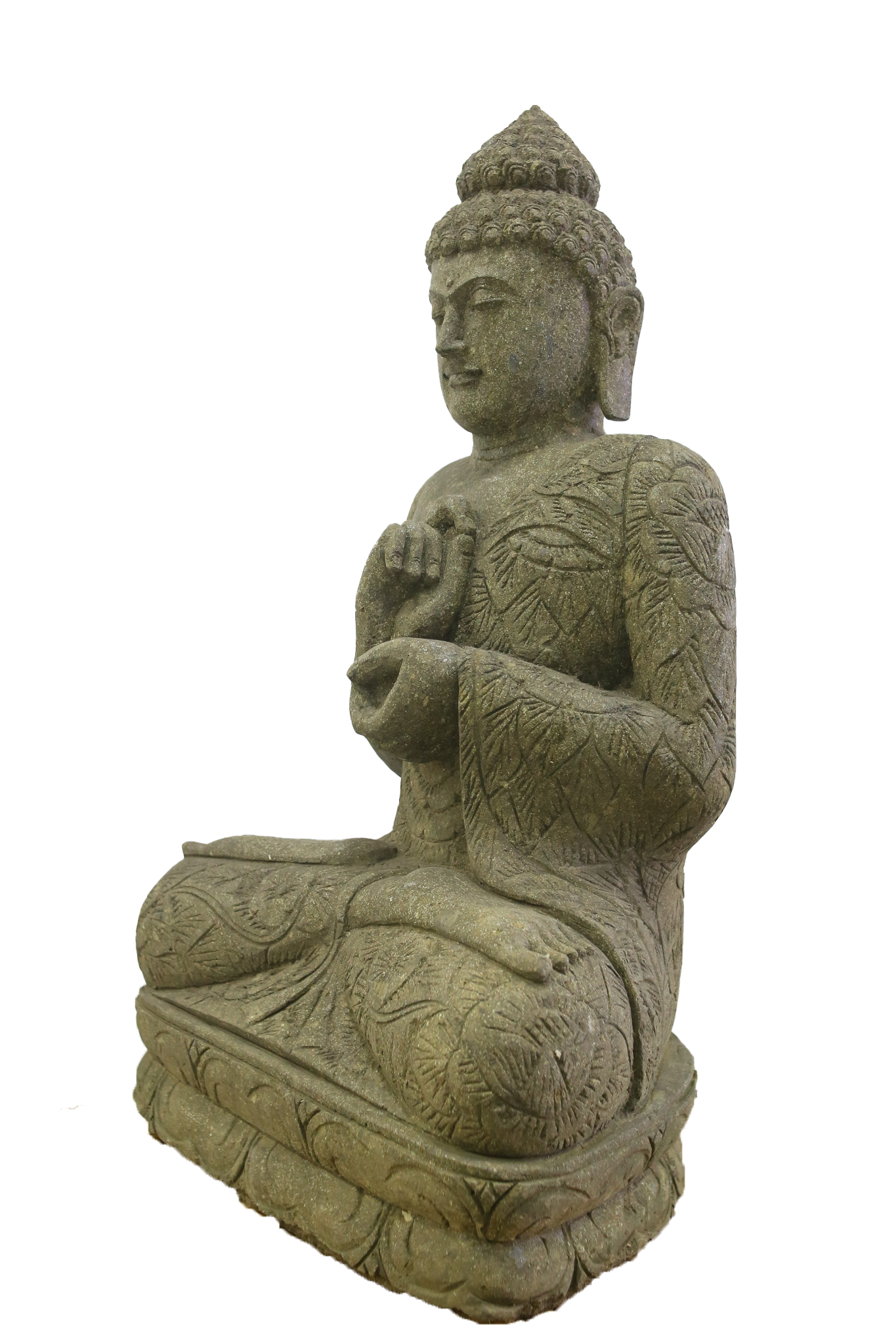 Estatua de Buda Grande Escultura Piedra Volcánica Hijau 100cm