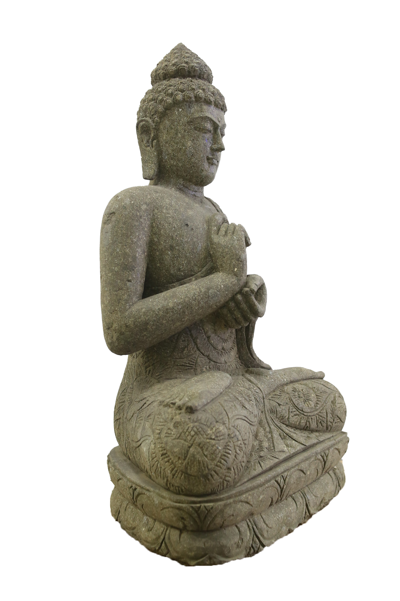Estatua de Buda Grande Escultura Piedra Volcánica Hijau 100cm