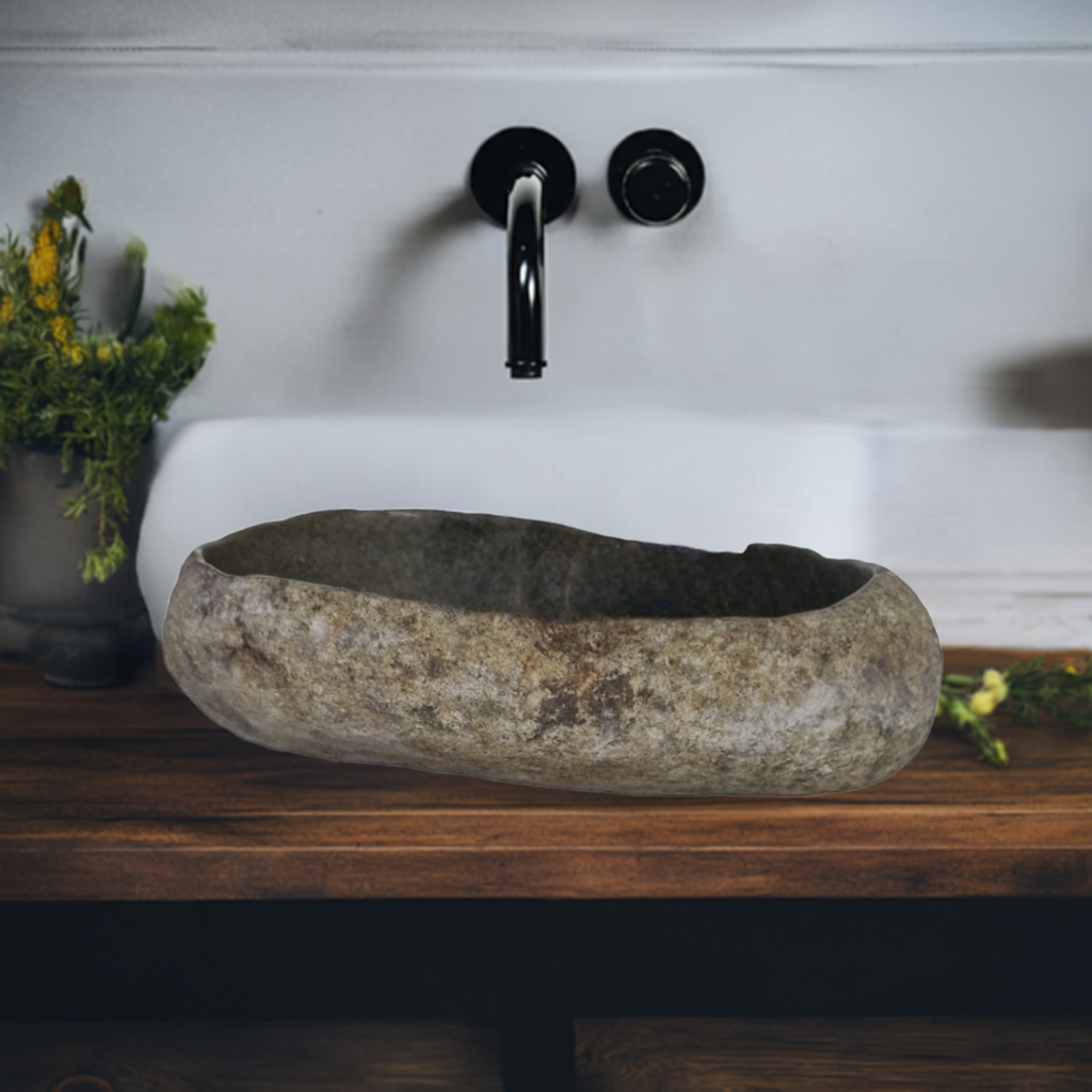 Cuba Rústica Lavabo Banheiro Pedra Natural River Stone Importada Thin Lips #38