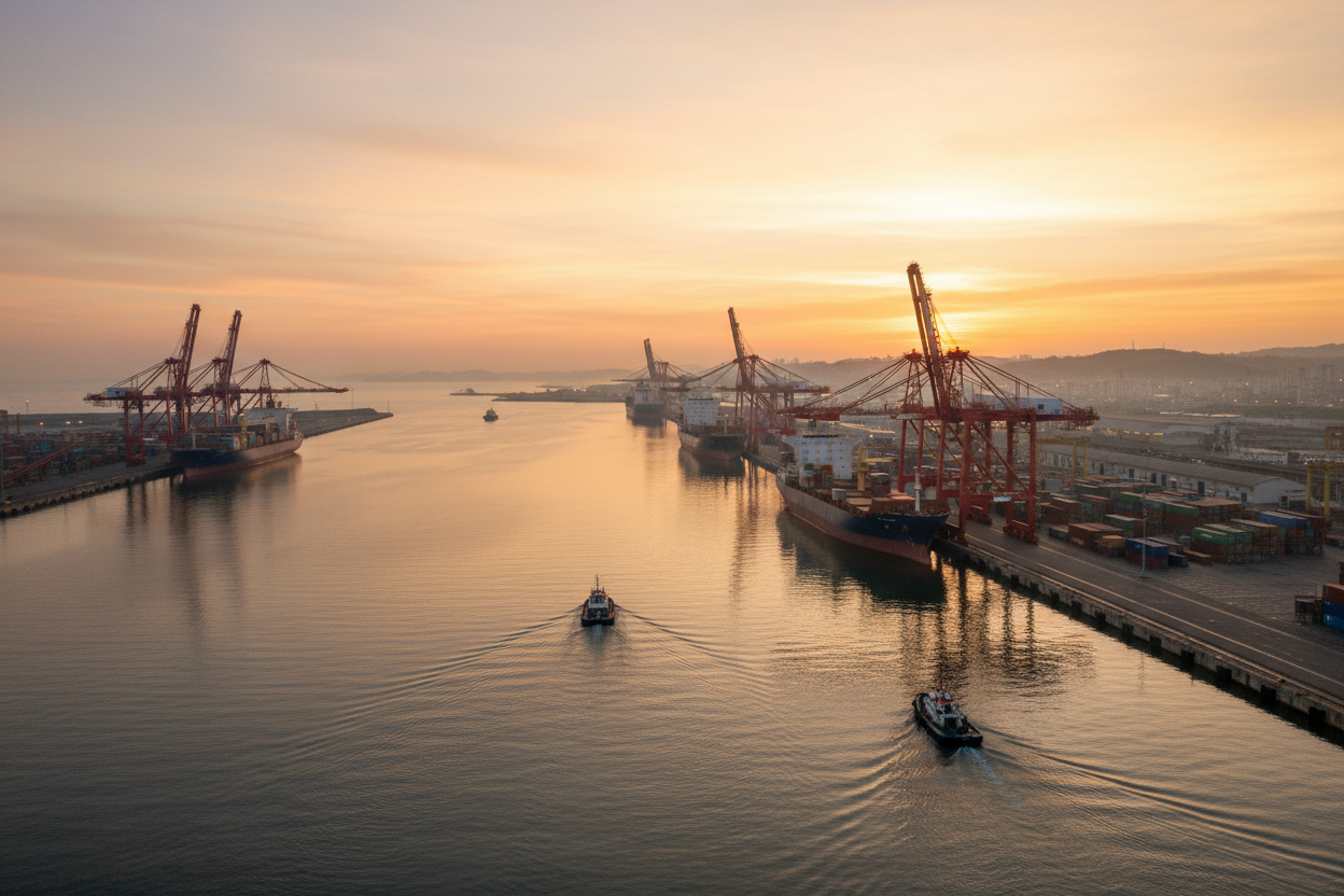 Porto de Itajaí ao amanhecer