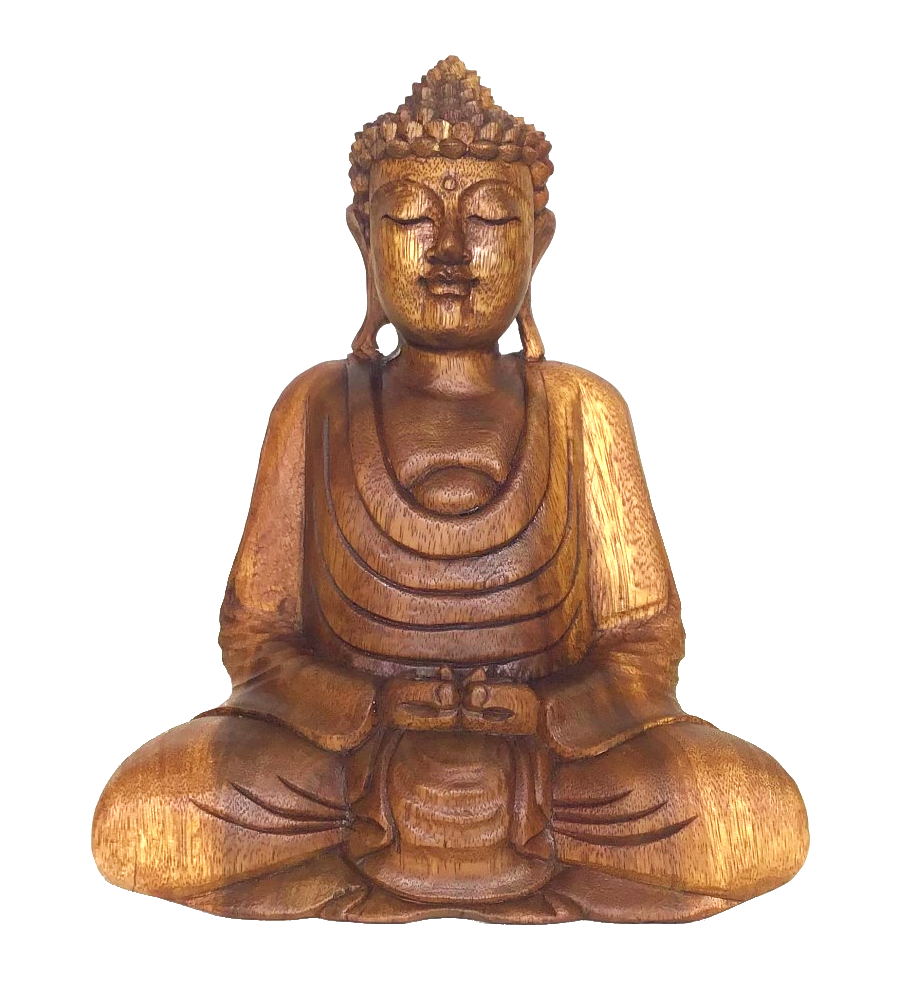 Estátua Buda Decorativo Madeira 30cm
