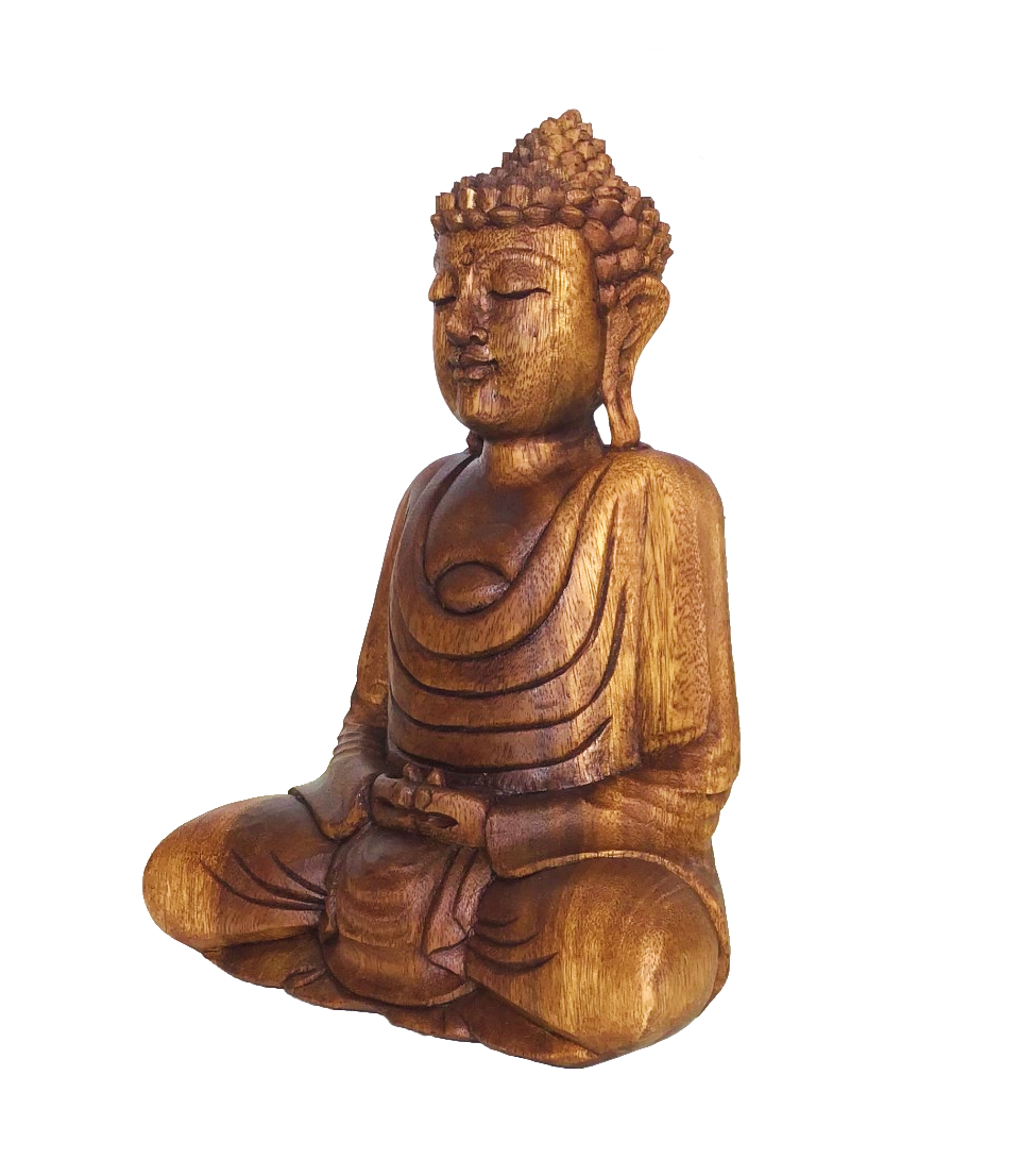 Estátua Buda Decorativo Madeira 30cm